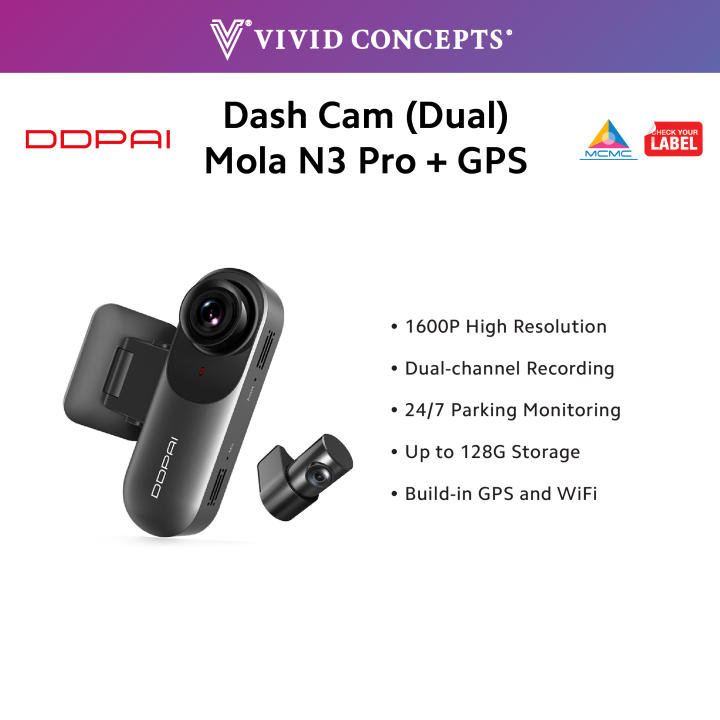 DDPai Dash Cam Mola N3 Pro Dual + GPS | Lazada