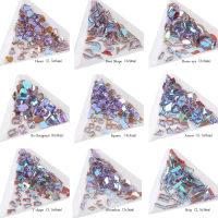 30Pcs Nail Art Rhinestones Holo แบนรูปยาว Teardrop สี่เหลี่ยมผืนผ้า Phantom หินสีม่วงสำหรับ3D ตกแต่งเล็บ