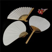 1pc White Folding Elegant Paper Hand Fan Wedding Party Favors 3 sizes