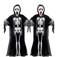 ฮาโลวีน Ghost Skeleton Skull ชุดคอสเพลย์เด็กผู้ใหญ่ Stage Performance Cape หน้ากากฮาโลวีนถุงมือสยองขวัญ Spooky เทศกาล