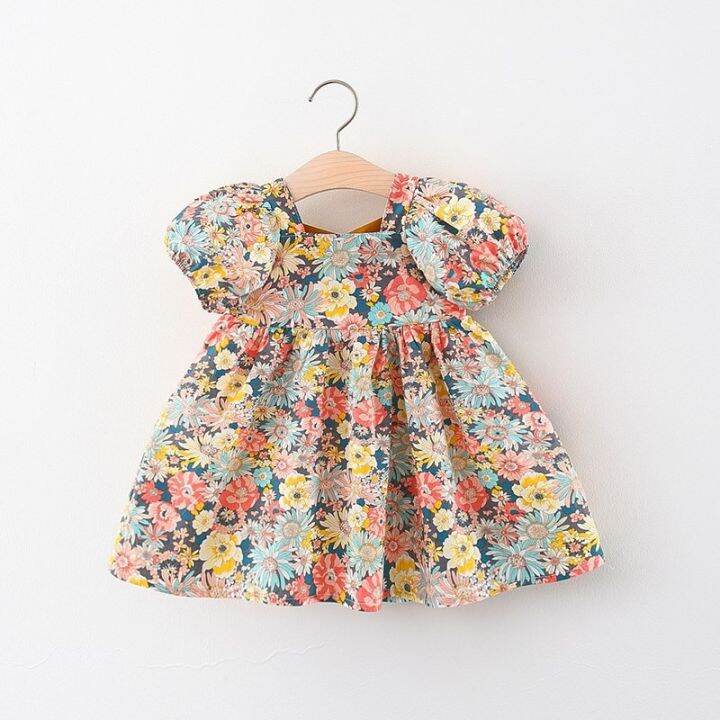 jeansame-dress-เด็กวัยหัดเดิน-babyclothesshort-แขน-floralbirthdaydresses-สำหรับสาวเสื้อผ้าเด็กชุดเครื่องแต่งกายบาง