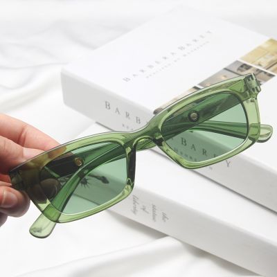 New Cat Eye Rectangle Vintage Sunglasses Women Brand Designer Retro Points Clear Green Sun Glasses Female Lady Eyeglass