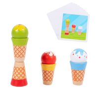 Montessori Stacking Wooden Toy Ice Cream Color Cognition Shape Matching Baby Board Game Learning Educational Toys for Kids Gift