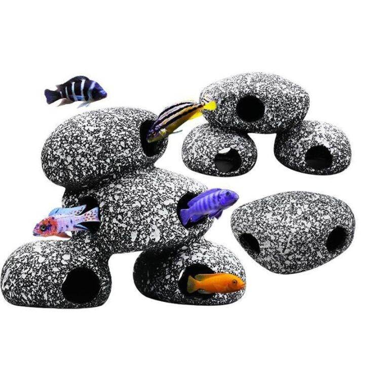 Fish And Shrimp Breeding Marbles Ceramic Rock Cichlid Stone Shelter