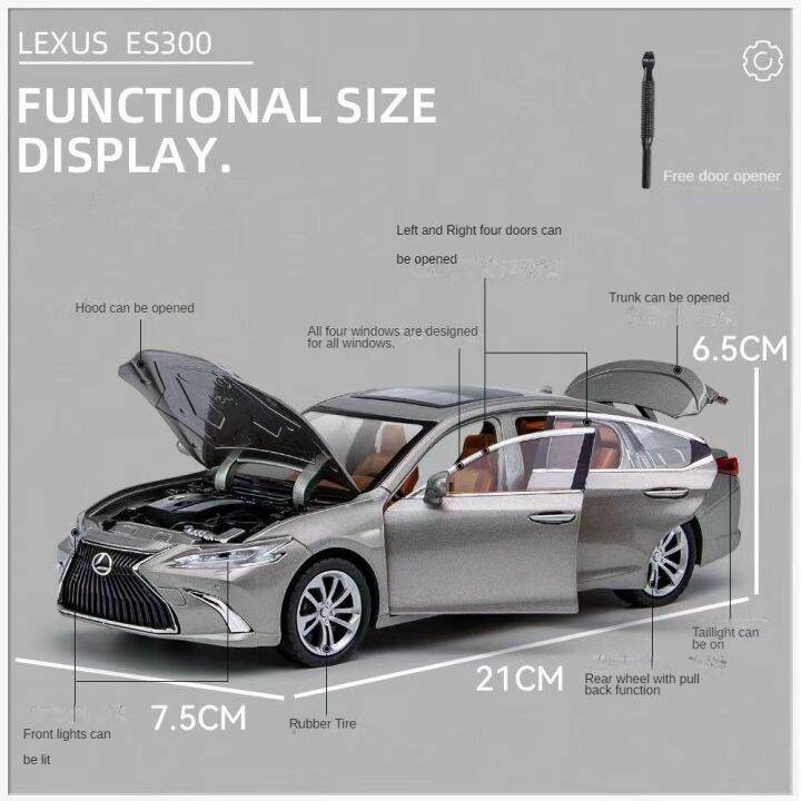 รุ่นรถ1-24-1-32เล็กซัส-es300ล้อแม็ก-d-iecast-สะสมรถของเล่นเค้ก-decorationwith-แสงและเสียงของเล่นยานพาหนะประตูสามารถเปิดสำหรับเด็กเด็กวัยหัดเดินของ