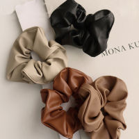 Fashion Leather Scrunchies Solid Red Rubber bands For Women Girls Korean Elastic Hair bands Ponytail Hold Hair Accessories