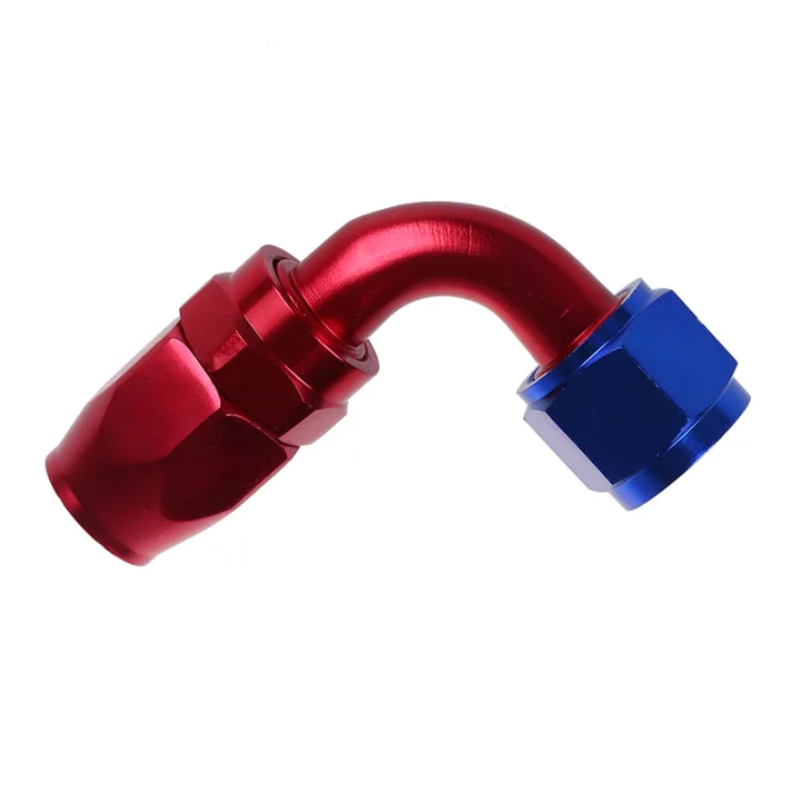 an10-90-degree-swivel-oil-fuel-hose-end-fitting-adapter-aluminum-red-blue