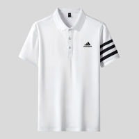 Adidase∮ เสื้อโปโลผู้ชายผ้าฝ้ายฤดูร้อนแขนสั้นปกเสื้อยืดผู้ชายธุรกิจเสื้อโปโลลำลอง