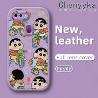 เคส Chenyyyka สำหรับ OPPO F9 Pro Realme U1 Realme A7X การ์ตูนน่ารัก Crayon Shin-Chan นุ่มหนังเคสโทรศัพท์มีลายดีไซน์ใหม่ฝาปิดด้านหลังเลนส์เต็มรูปแบบเคสป้องกันกล้องกันกระแทก