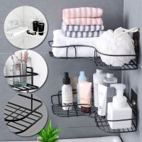 Bathroom Rack Shelf Accessories Kitchen Organizer Shelves Corner Iron Shower Storage Rack Holder Punch Free for Bathroom Corner