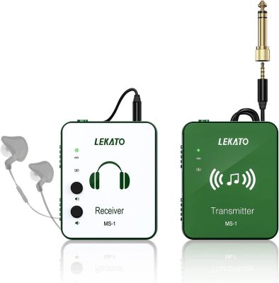 LEKATO Wireless in-Ear Monitor System 2.4Ghz Wireless IEM System with Transmitter Receiver Automatic for Studio Live (MS-1G)