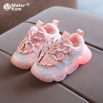 Size 21-30 Baby Led Shoes For Kids Girls Boys Breathable Glowing Toddlers Shoes Luminous Children Casual Sneakers With Lights
