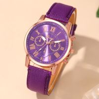 Reloj Mujer นาฬิกาผู้หญิงแฟชั่นผู้หญิงนาฬิกาข้อมือควอตซ์หนังสีม่วงสำหรับผู้หญิงนาฬิกาลำลองธุรกิจ Relogio Feminino HP ร้านค้า