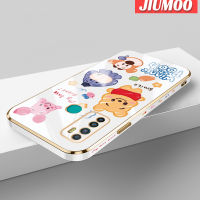 เคส JIUMOO สำหรับ Infinix ร้อน9 Pro เคส X655C ลายการ์ตูนยิ้มรูปสัตว์ใหม่กรอบสี่เหลี่ยมเคสพื้นผิวชุบซิลิก้าเจลกันกระแทกเคสมือถือฝาครอบป้องกันเลนส์กล้องถ่ายรูปทั้งหมด