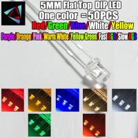 50Pcs 5MM Flat top white Red Pink Yellow Blue Wide Angle Light lamp Diode LED ultra bright bulbs emitting diodes F5 5mm Lamp 4.8 Electrical Circuitry