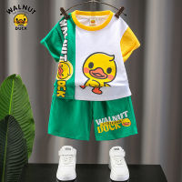 Small Yellow Duck Clothes Boys Short-Sleeved Suit Summer 2023 New Summer Clothes Two-Piece Suit Boys Fried Street Thin Shorts