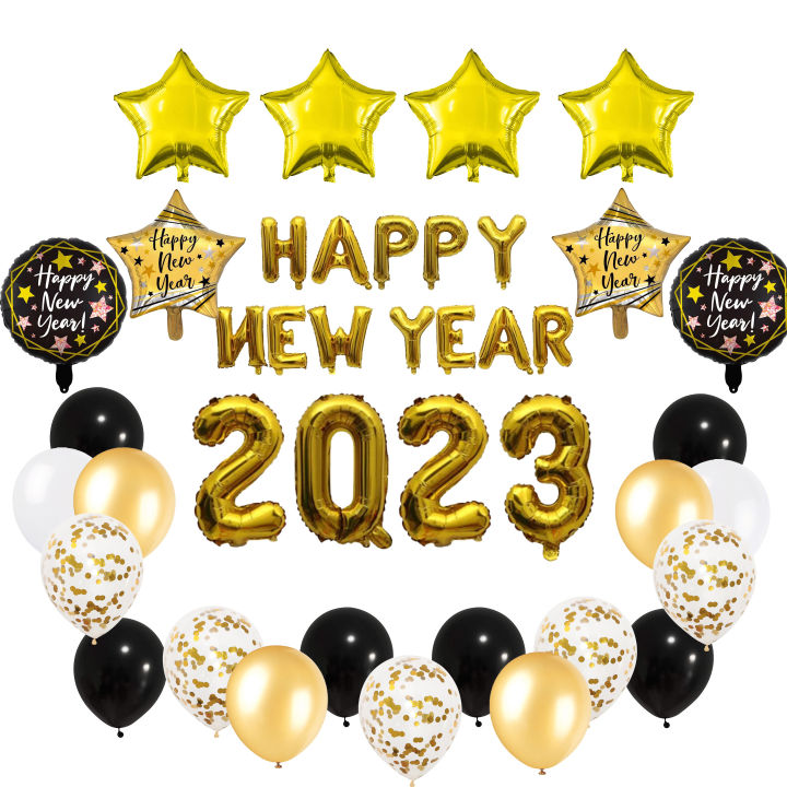 Happy New Year Arch Set Giant 32 Inches 2023 Balloons Gold Balloon Garland Set Packages New 5068