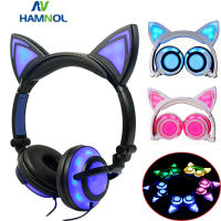 Stereo Cat Earphones Glowing Light Cat Ear Headphones 3.5mm Wired Gaming Headset for PC Gamer Mobile Phone SP4 New XBOX Tablet