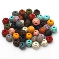 ☼▫ 10pcs/lot 10mm Retro Pattern Natural Wood Beads Round Wooden Ball Loose Spacer Beads For Diy Jewelry Making Bracelet Handmade