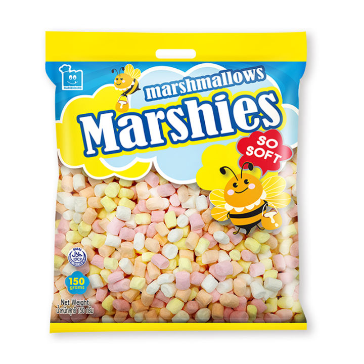 สินค้ามาใหม่-มาร์ชี่ส์-มาร์ชแมลโลว์-คละสี-กลิ่นวานิลลา-150-กรัม-marshies-mixed-color-marshmallows-150-g-ล็อตใหม่มาล่าสุด-สินค้าสด-มีเก็บเงินปลายทาง