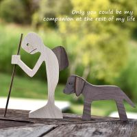 Wooden Dog Figurines Sculptures Home Decor Crafts Statue Carving Ornaments for Bedroom Desktop Office Decoration For Dog lovers