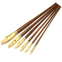 6pcs/set Paintbrush Bristle Hog Hair Wooden Handle Painting Tool Artist Oil Paint Brush Acrylic Drawing Brushes Art Supplies