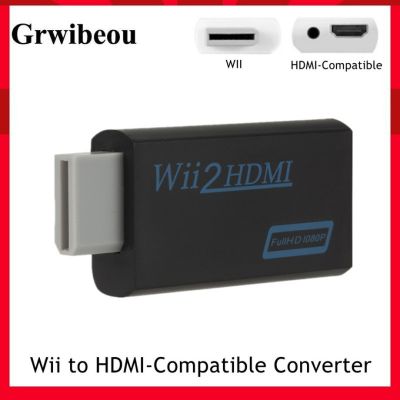 Grwibeou Adaptor WII2HDMI-Compatible Konverter Kompatibel dengan HDMI Ke Wii 1080P Full HD dengan Audio 3.5MM untuk Tampilan Monitor HDTV PC