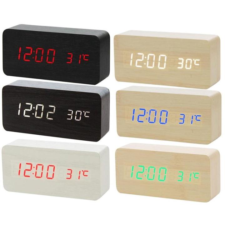 worth-buy-นาฬิกาทำจากไม้นาฬิกาปลุกไม้-led-ตั้งโต๊ะนาฬิกาควบคุมด้วยเสียงของตกแต่งโต๊ะ-usb-ใช้ถ่าน-aaa