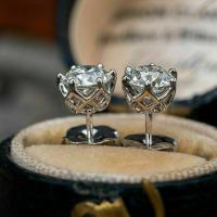 [COD] Cao Shi earrings and classic six-claw single diamond zircon cross-border bridal ear