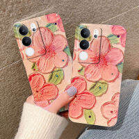 เคสVivo V29 5G ใหม่2023ออกแบบภาพวาดสีน้ำมัน3Dลายดอกพีชปกป้องเต็มรูปแบบปกป้องกล้องซิลิโคนปลอกอ่อนเคสโทรศัพท์ Vivo V29 5Gเคสโทรศัพท์