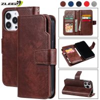 【Enjoy electronic】 9 Cards Leather Case For iPhone 14 13 12 Mini 11 Pro XS Max 6 6s 7 8 Plus 5 5s SE 2020 2022 Flip Wallet Phone Shockproof Cover