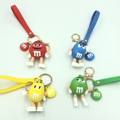 Cartoon Cute M Chocolate Bean Model Keychain Anime Doll Key Chains Jewelry Fashion Bag Pendant Accessories Toys Couples Gifts Key Chains