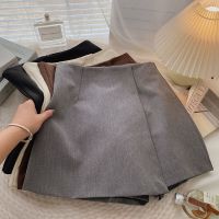 [COD] Irregular high waist gray A-line culottes womens autumn 2022 Korean style fashion all-match slimming wide-leg