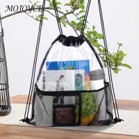 Clear Women Drawstring Backpack Waterproof Transparent String Bag PVC Large Capacity Stadium Approved Sport Event Work 【AUG】