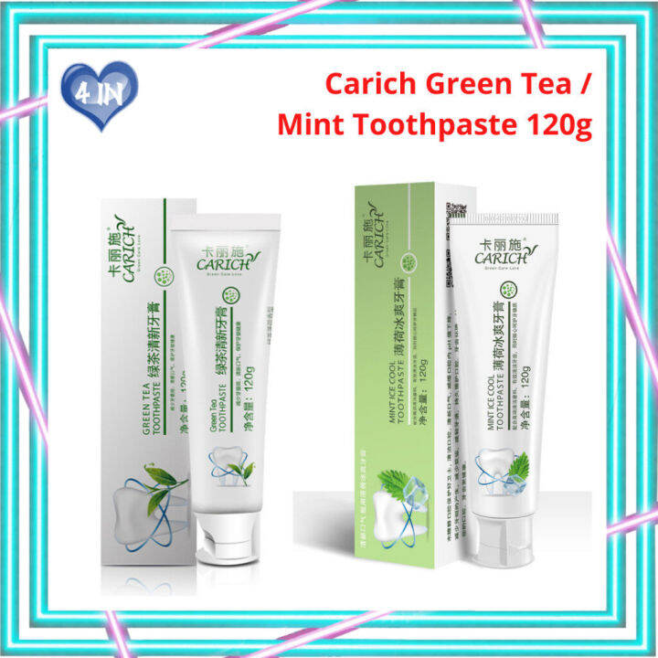 Carich Green Tea / Mint Ice Cool Toothpaste Organic GreenLeaf 120g