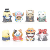 เด็ก Toy Store 8 Pcs Pirate Cats COS OnePiece Cat Q-Version ตุ๊กตาการ์ตูนแคปซูลของเล่น OnePiece รูป Luffy Nami Robin Zoro คอสเพลย์ตัวเลข