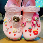 Bộ Sticker Gấu Dâu 3D Phụ Kiện Trang Trí Gắn Dép Crocs Jibbitz Charm 3D