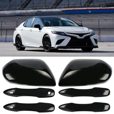 THLT4A Side Door Mirror Caps + Door Handle Covers Accessories Automobile Exterior Decoration Parts for Toyota Camry 2018 2019 2020 2021 2022 2023