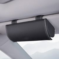 ：》“{： QHCP Car Sun Visor Sunglasses Box Hanging Leather Glasses Case Glasses Clip Storage Universal For All Cars