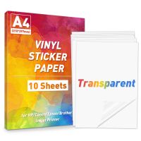 hot！【DT】✎  10 Sheets Transparent Sticker Paper Printable Vinyl Label for Inkjet Printer Adhesive Sheet