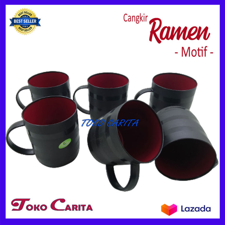 Gelas Cornelius 552 Cangkir Ramen Motif Gelas Ramen Dua Warna Merah Hitam By Toko Carita 1960