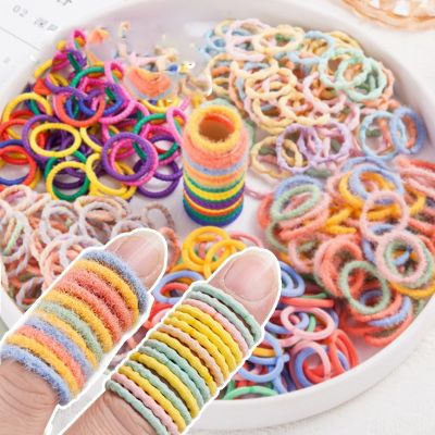 【CW】 100Pcs/Lot Children Hair Accessories Seamless Rope Elastic Bands Small Thumb Scrunchie Ponytail Holder