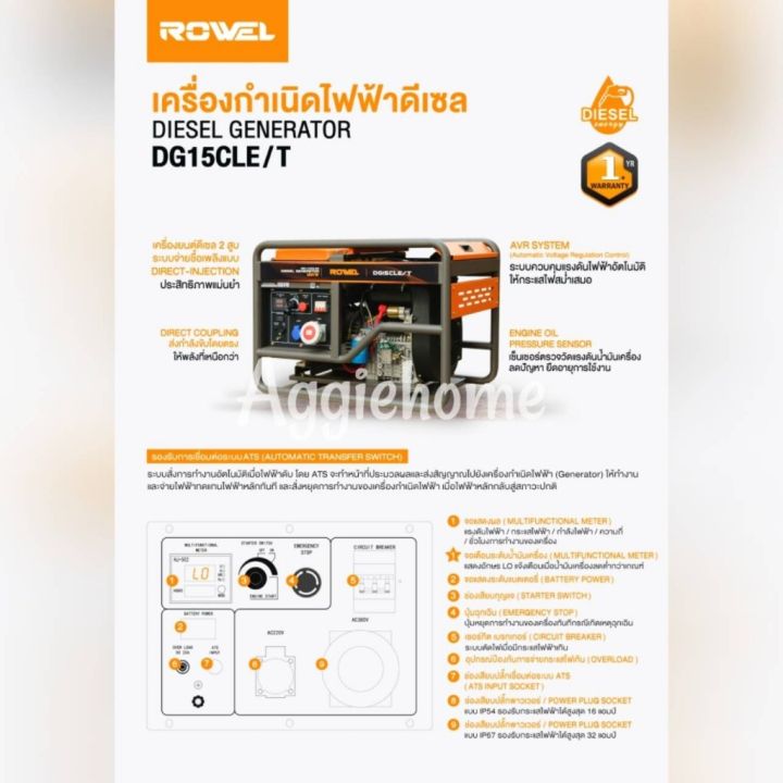 rowel-เครื่องปั่นไฟ-ดีเซล-รุ่น-dg15cle-t-12000kw-380v-20hp-ตู้เปิด-ชาร์จโดรน-t40-ปั่นไฟ-avr-เครื่องกำเนิดไฟ-จัดส่ง-kerry