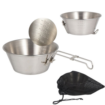 300ml/550ml Mountaineering Folding Portable Picnic Barbecue Camping Bowl Outdoor Steel Stainless