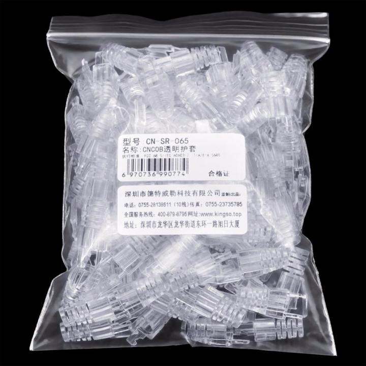 booming-huilopker-mall-cncob-100pcs-cat6-rj45-ethernet-connector-cover-pc-double-buckle-claw-โปร่งใสสายป้องกันรูรับแสง6-7mm