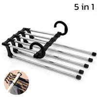 ที่แขวนกางเกง ราวแขวนกางเกง ไม่้แขวนกางเกง Telescopic pants rack ที่แขวนผ้าขนหนู ไม้แขวนอเนกประสงค์ แขวนได้5ชั้น จัดเก็บเสื้อผ้าkujiru