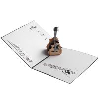 3D pop-up laser cut old card guitar postcard birthday happy greeting card