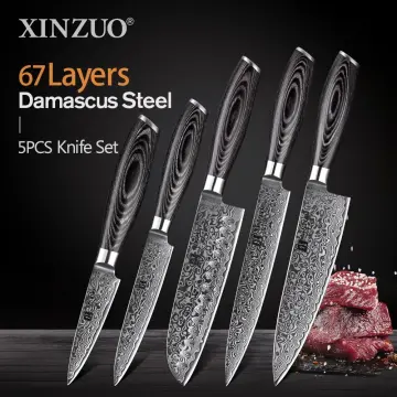 7 PCS 67 Layer Vg10 Damascus Steel Kitchen Knife Set with Black Pakkawood  Chef Slicing Bread Santoku Utility Paring Fruit Knife - China Kitchen Knife  and Kitchen Knife Set price