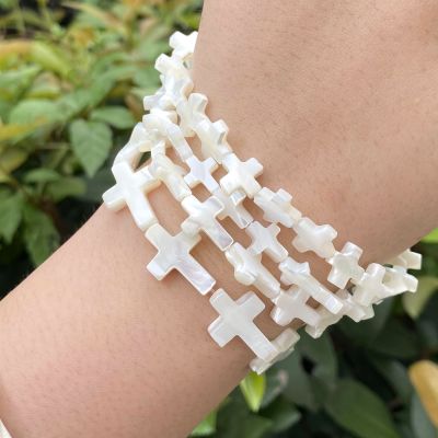 Half Strand White Natural Freshwater Cross Mother Of Pearl Seashell Beads Loose Beads For Jewelry Making Diy Necklace Bracelet
