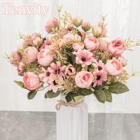 【YF】✼◄❉  Silk Pink Artificial Flowers Bouquet Plastic Accessories Room Wedding Table Decoration Fake